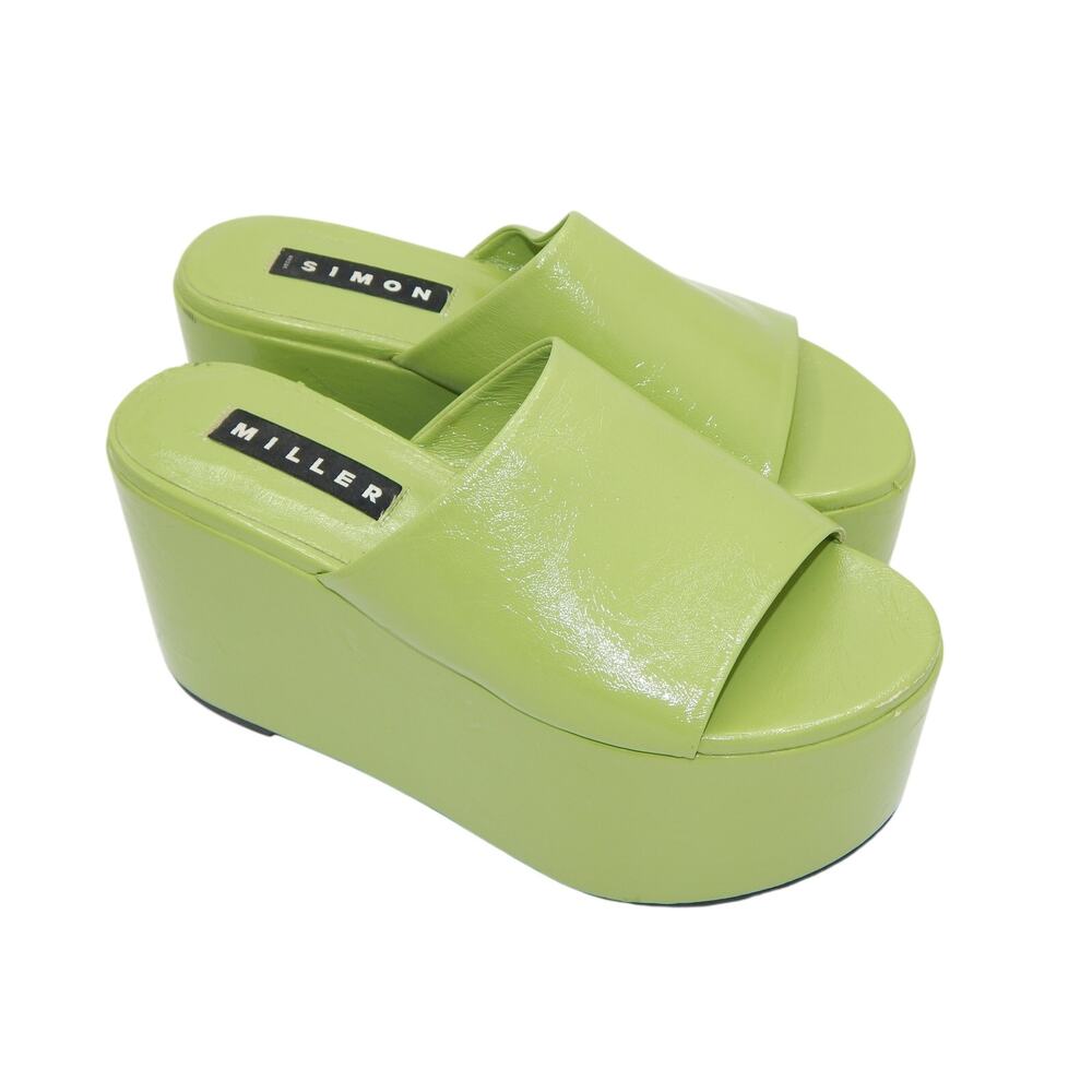 Simon Miller Kiwi Green Patent Leather Platform Sandals Size 38 Rt $598 - Picture 2 of 9